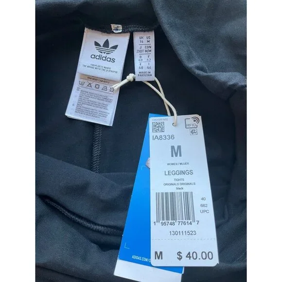 New W/Tags Adidas Sz Medium High rise Leggings Trefoil Retro Logo Cotton 50 Year - Picture 5 of 16